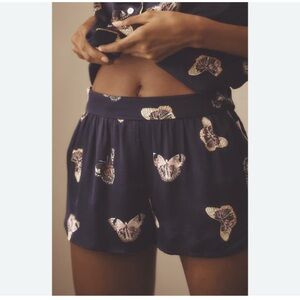 Anthropologie Dark Blue Butterfly Patterned sleeping Shorts